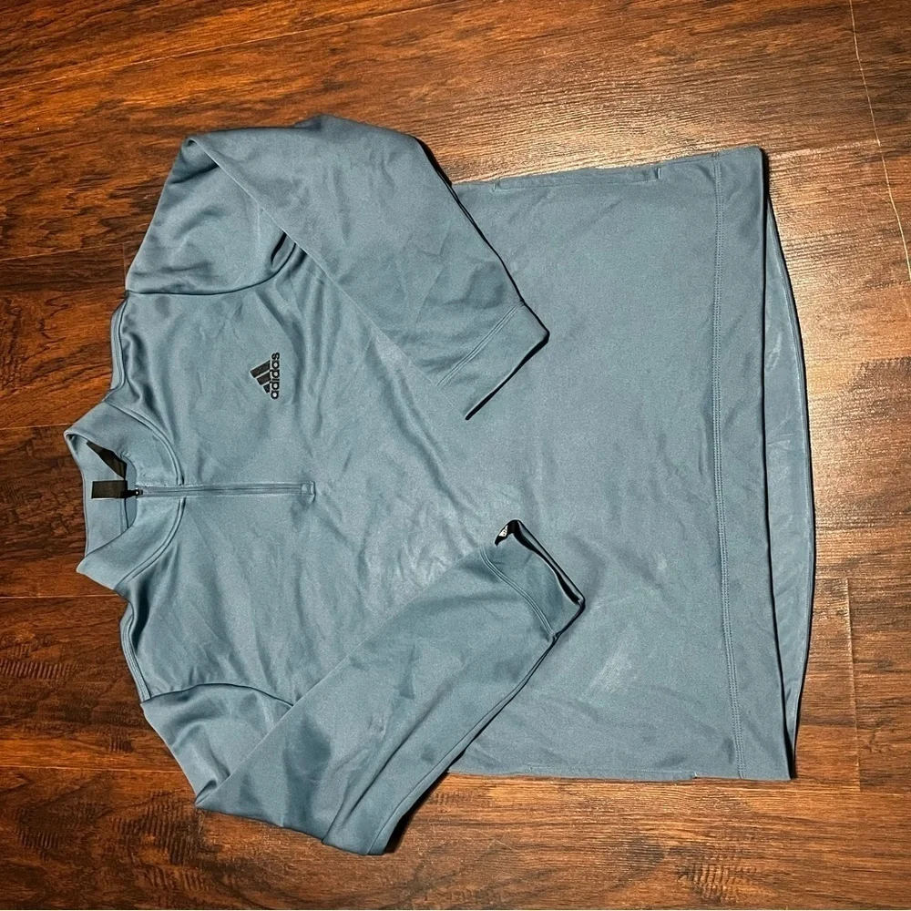 Adidas Aero Ready Light Blue Fleece lined quarter zip pullover Jacket XL Guc